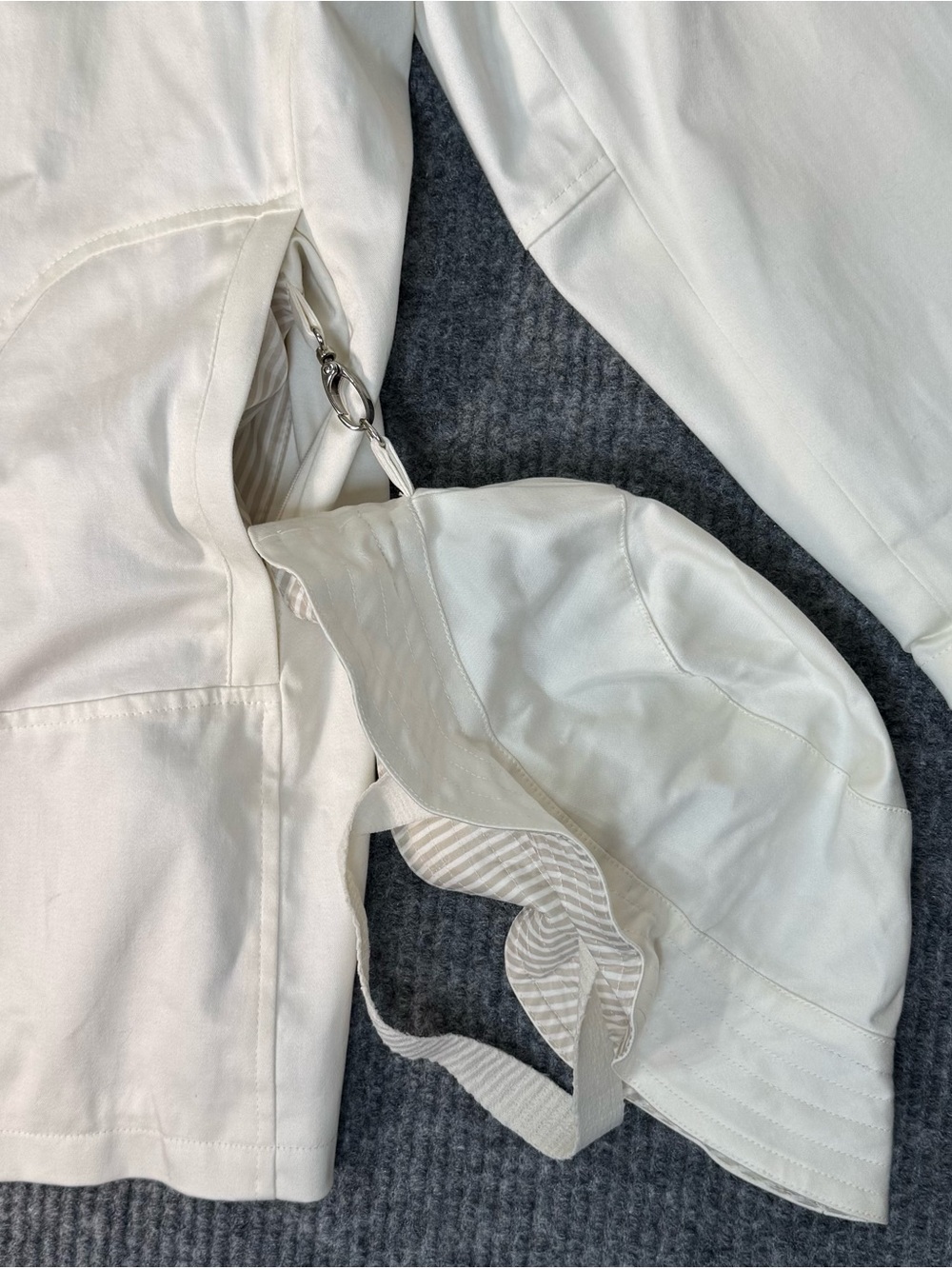 Pendleton Women’s Raincoat & Bucket Hat Lined Size 2X Ivory Trench Coat - Picture 5 of 8